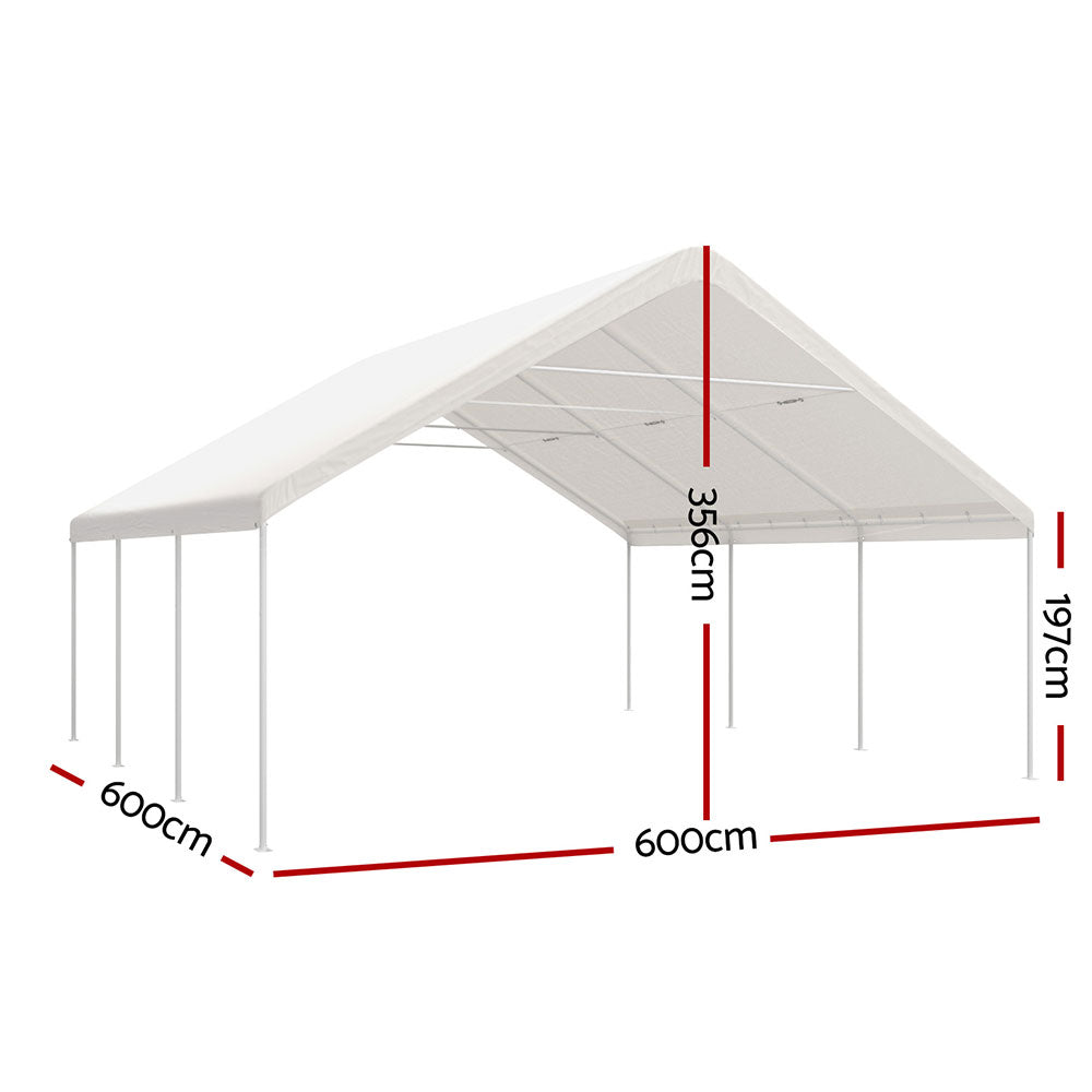 Instahut Carports 6x6m Carport Kits Steel Shelter Gazebo Canopy Garage Portable Garden Shed Instahut