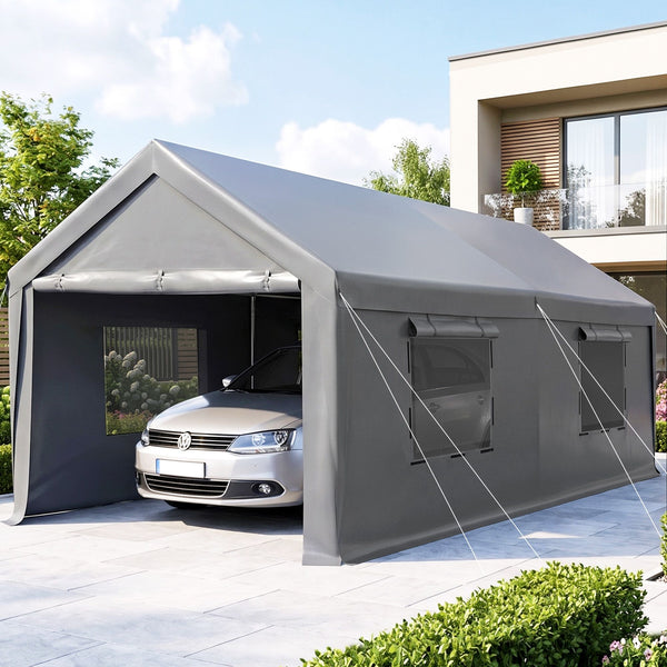 Instahut 3x6m Carports Canopy Tent Portable Garage Outdoor Steel Shelter Grey Instahut