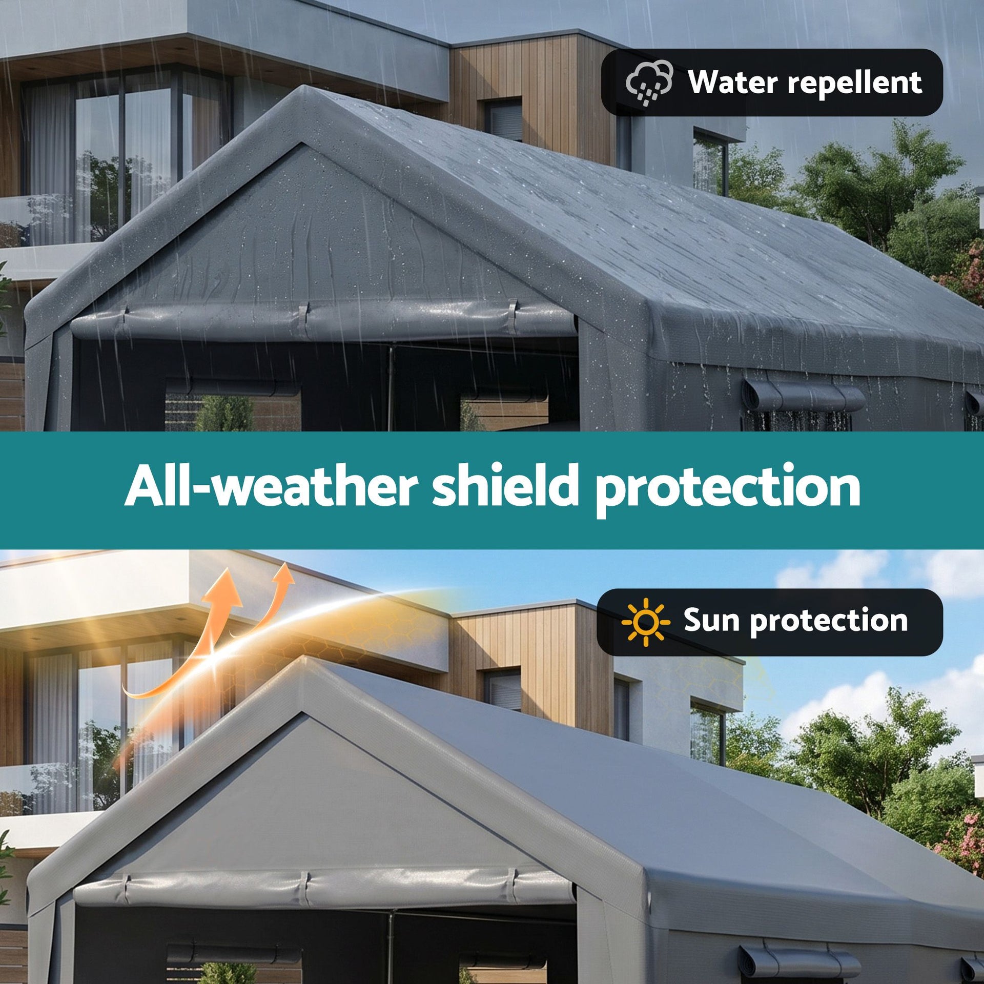 Instahut 3x6m Carports Canopy Tent Portable Garage Outdoor Steel Shelter Grey Instahut