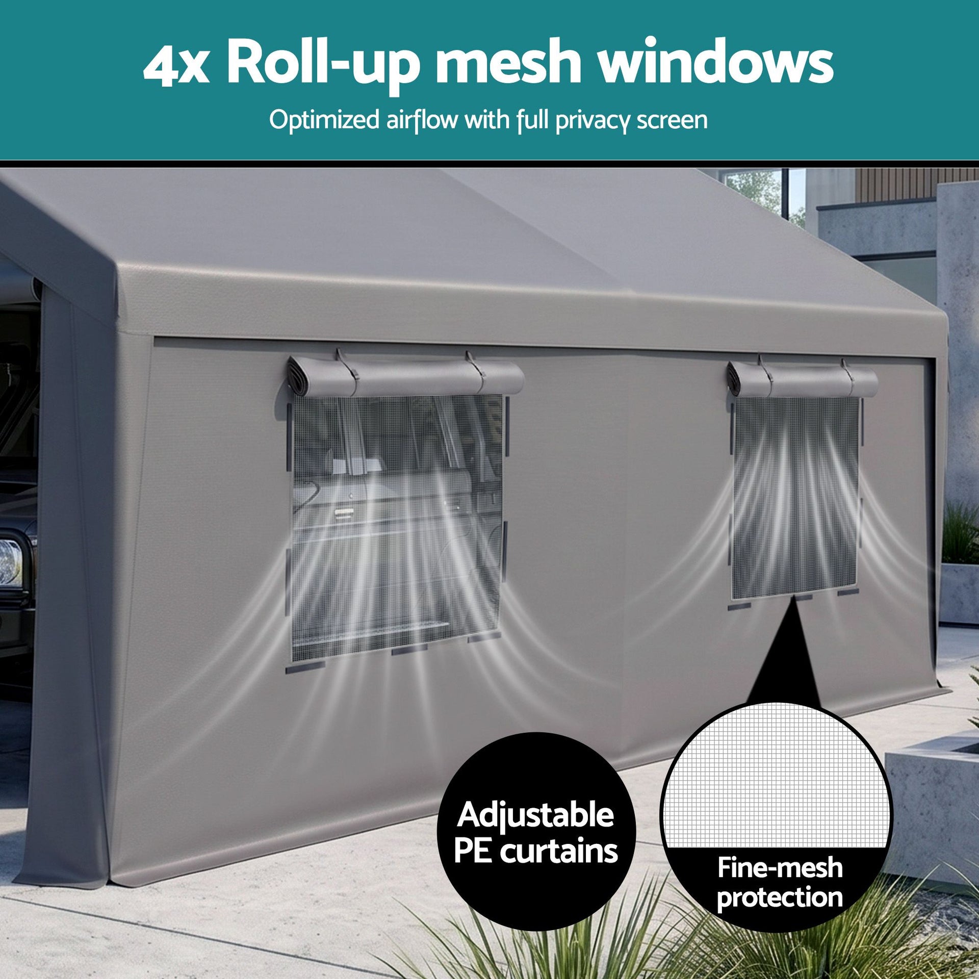 Instahut 3x6m Carports Canopy Tent Portable Garage Outdoor Steel Shelter Grey Instahut