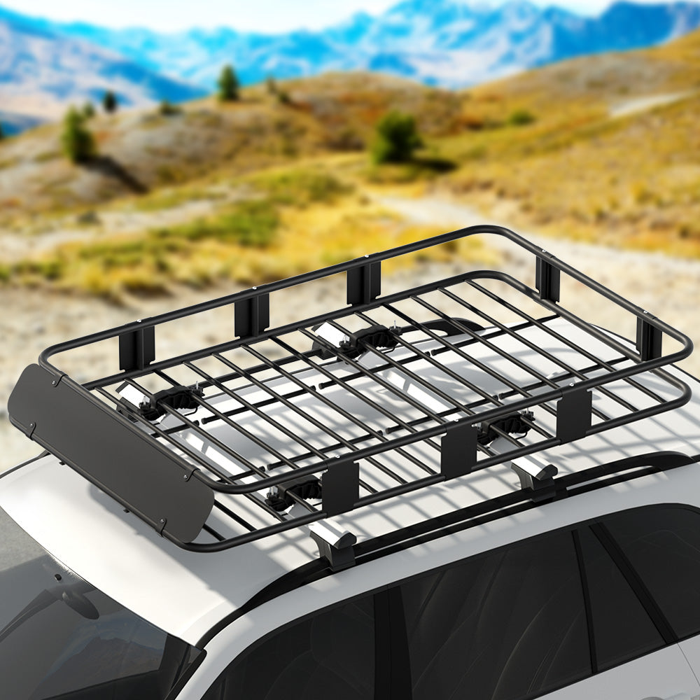 Giantz Universal Car Roof Rack Basket Luggage Vehicle Cargo Carrier 160cm Black Giantz