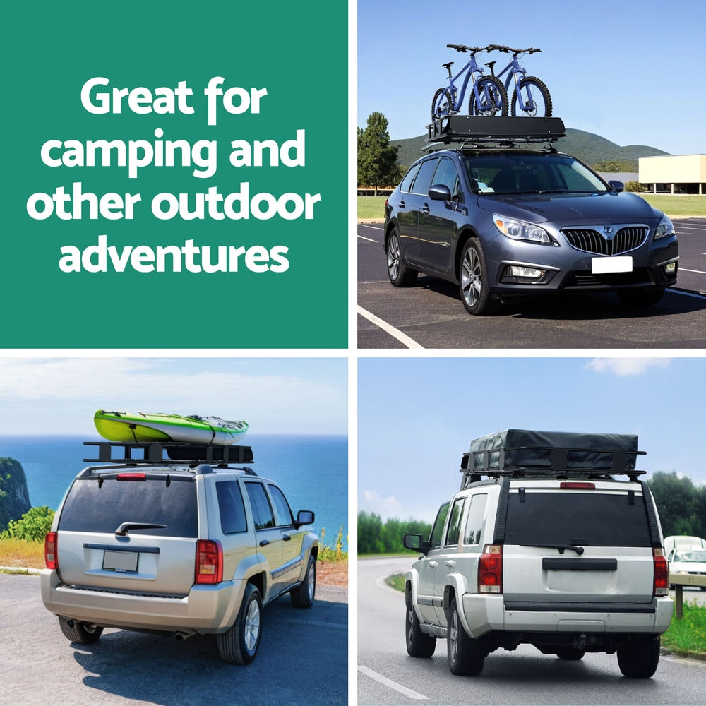 Giantz Universal Car Roof Rack Basket Luggage Vehicle Cargo Carrier 160cm Black Giantz