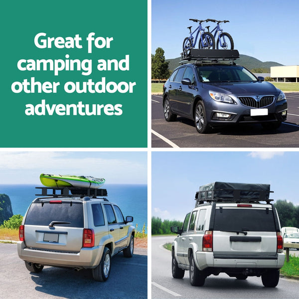 Giantz Universal Car Roof Rack Basket Luggage Vehicle Cargo Carrier 160cm Black Giantz