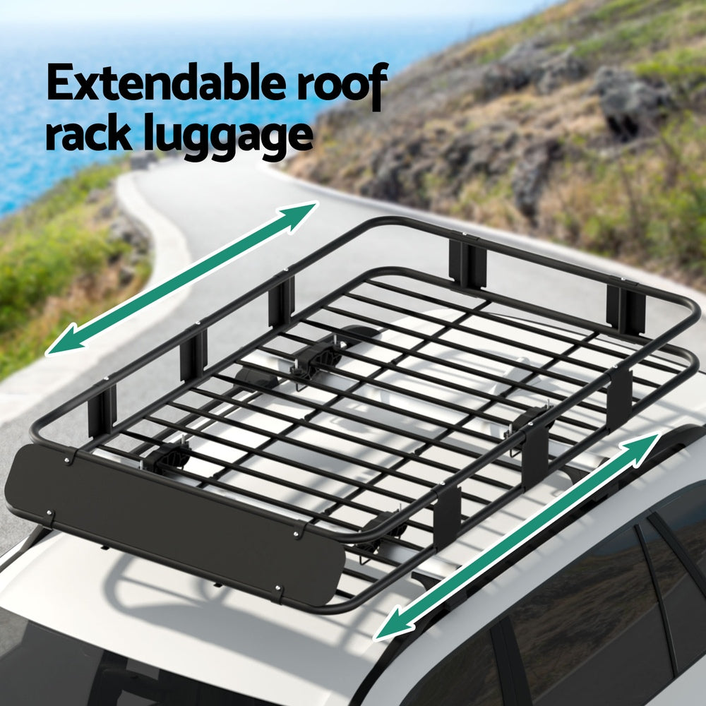 Giantz Universal Car Roof Rack Basket Luggage Vehicle Cargo Carrier 160cm Black Giantz