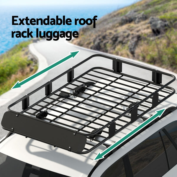Giantz Universal Car Roof Rack Basket Luggage Vehicle Cargo Carrier 160cm Black Giantz