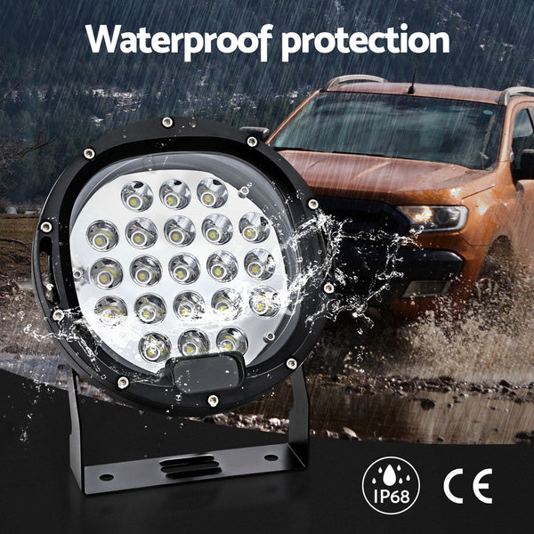 Giantz Pair LED Driving Lights 7 Inch Flood Spot Lights Car Truck SUV 12V 24V Giantz