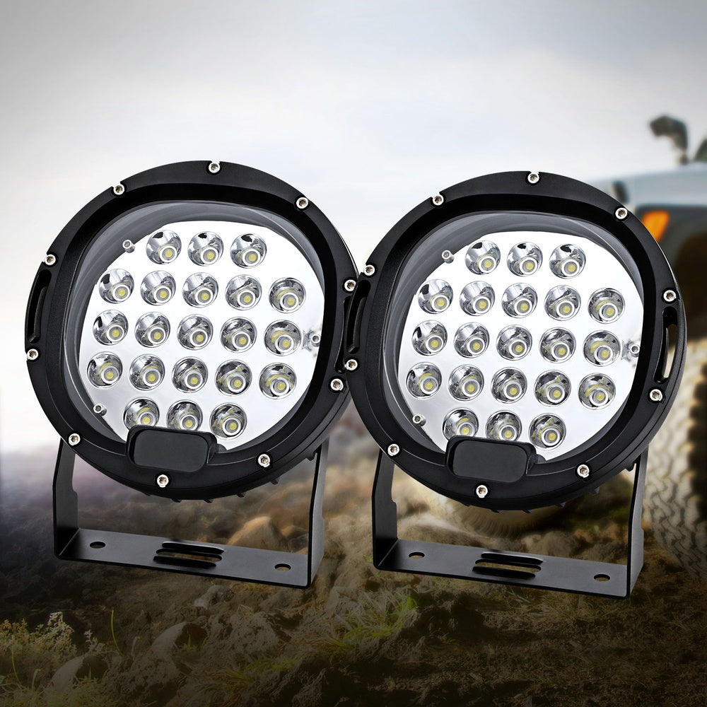 Giantz Pair LED Driving Lights 7 Inch Flood Spot Lights Car Truck SUV 12V 24V Giantz