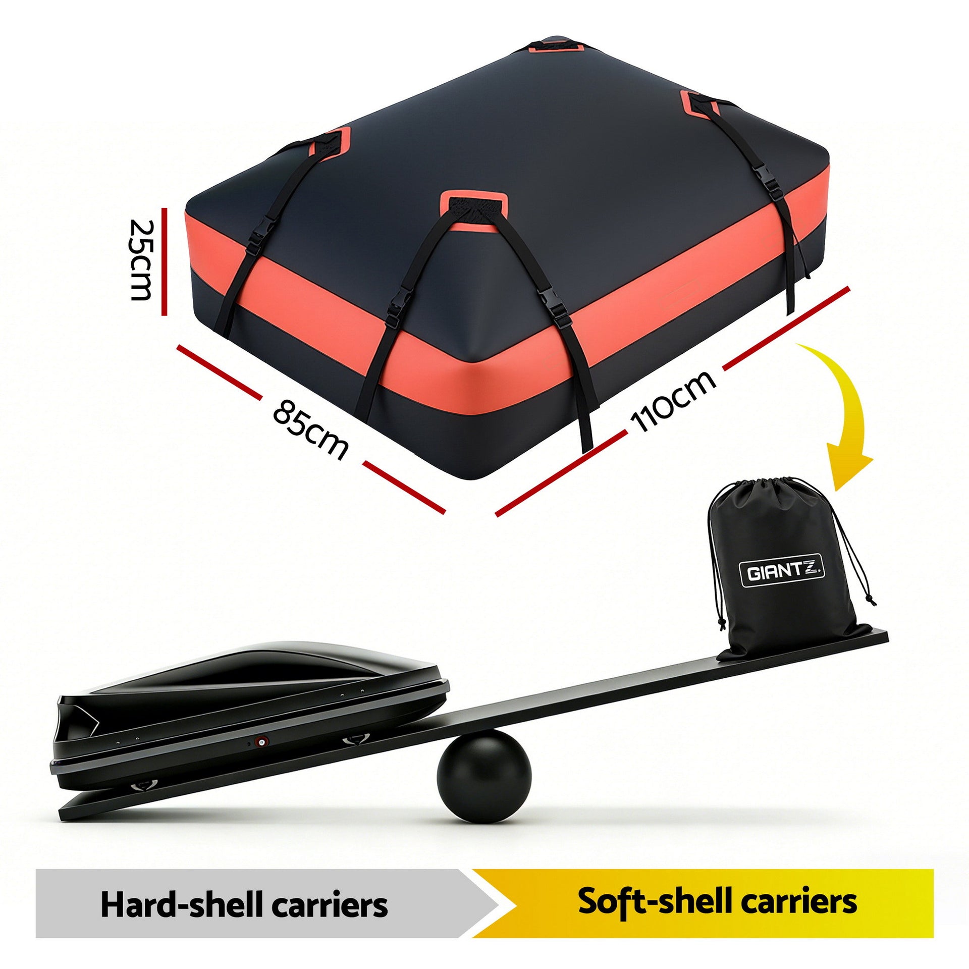 Giantz Roof Top Cargo Bag Waterproof Car Luggage Carrier 15 Cubic Ft Universal Awezingly