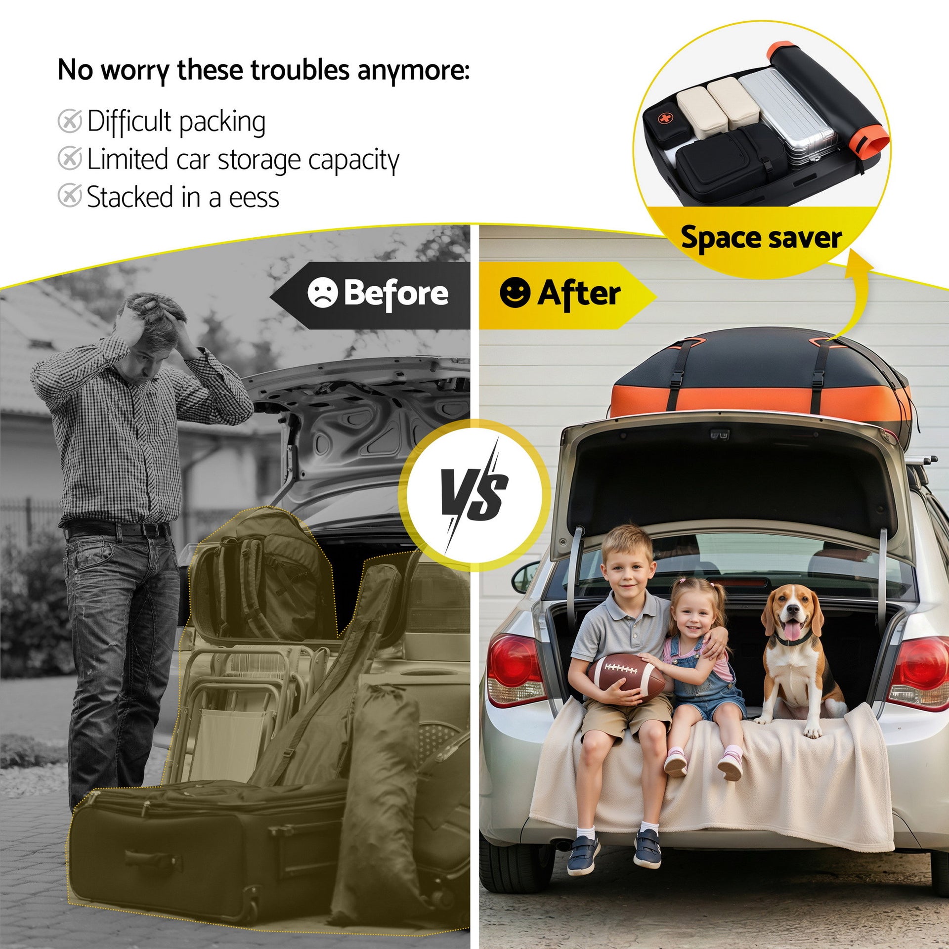 Giantz Roof Top Cargo Bag Waterproof Car Luggage Carrier 15 Cubic Ft Universal Awezingly