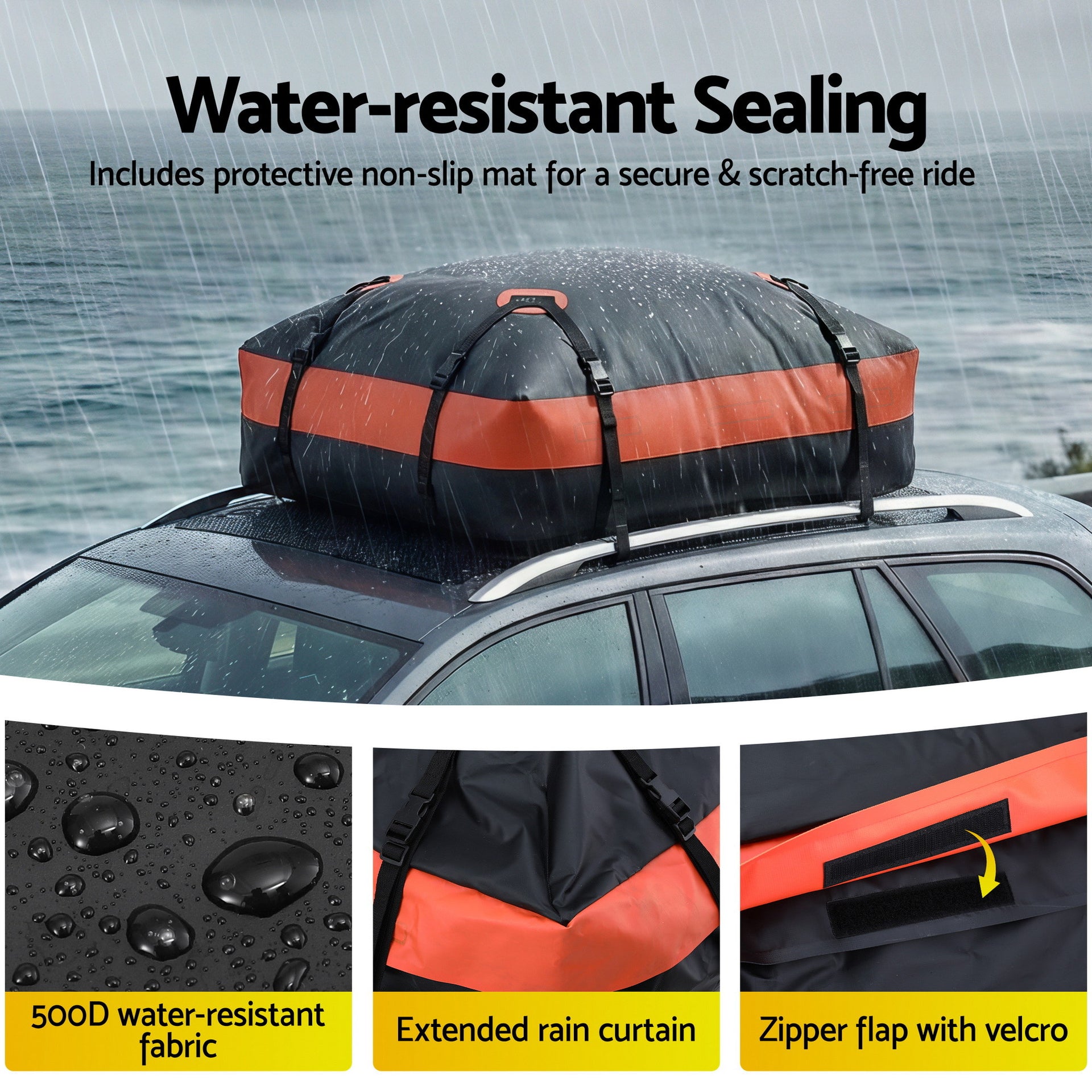 Giantz Roof Top Cargo Bag Waterproof Car Luggage Carrier 15 Cubic Ft Universal Awezingly