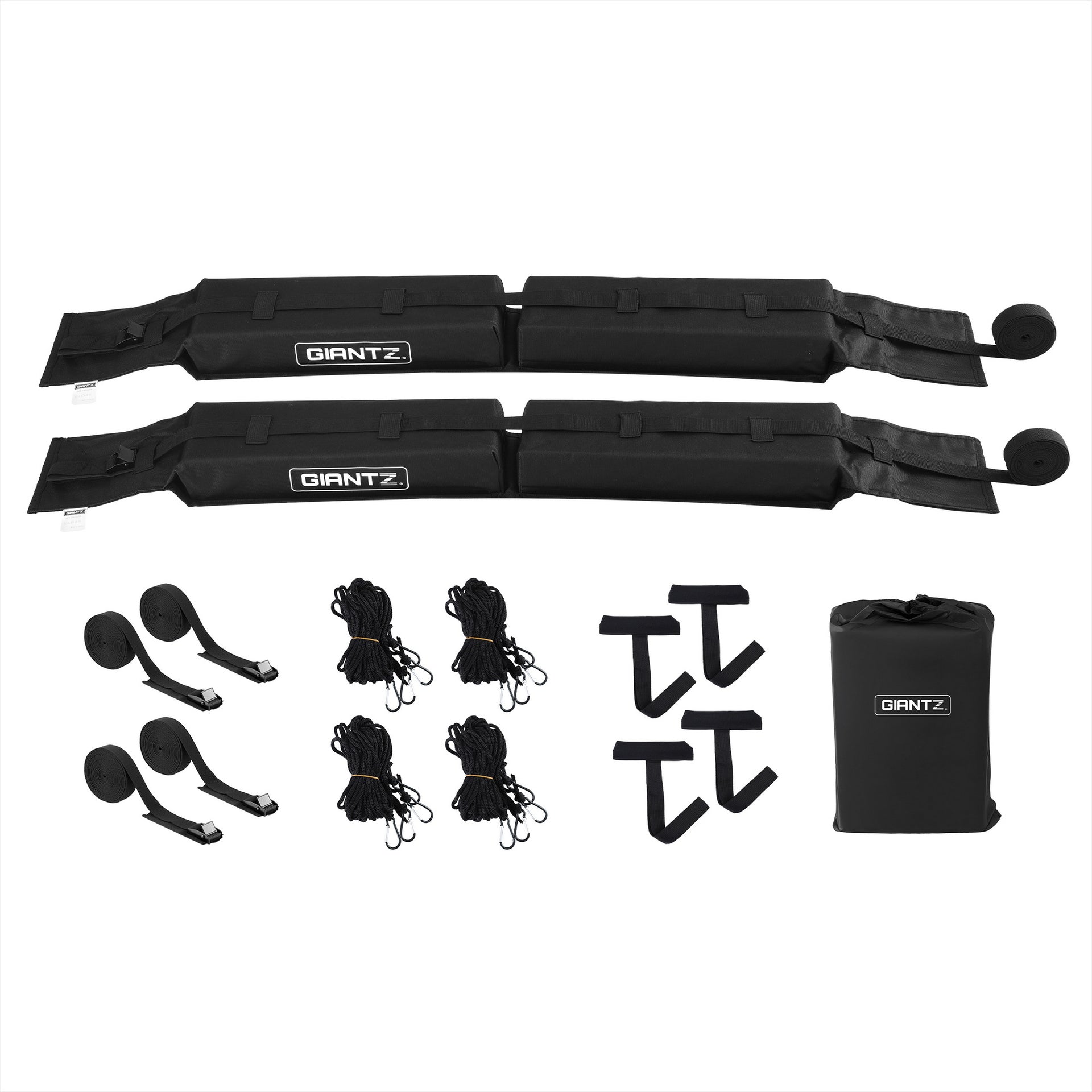 GIANTZ Kayak Roof Rack for Car, Universal Soft Roof Rack Pads for Surfboard SUP Canoe, Roof Bars for SUV Sedan without Side Rails, Portable Cross Bars with 4.5m Tie Down Straps & Ropes, 80kg Capacity Awezingly