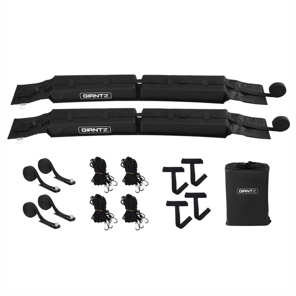 GIANTZ Kayak Roof Rack for Car, Universal Soft Roof Rack Pads for Surfboard SUP Canoe, Roof Bars for SUV Sedan without Side Rails, Portable Cross Bars with 4.5m Tie Down Straps & Ropes, 80kg Capacity Awezingly