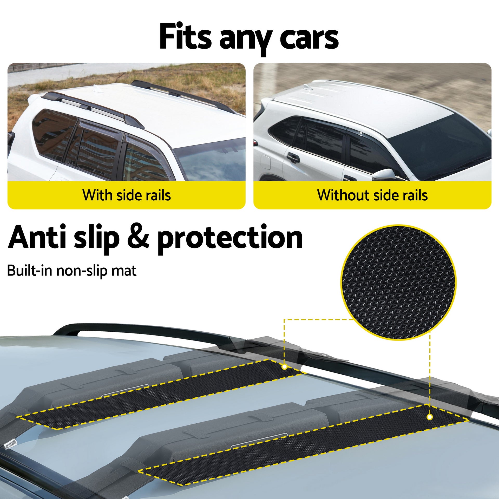 GIANTZ Kayak Roof Rack for Car, Universal Soft Roof Rack Pads for Surfboard SUP Canoe, Roof Bars for SUV Sedan without Side Rails, Portable Cross Bars with 4.5m Tie Down Straps & Ropes, 80kg Capacity Awezingly