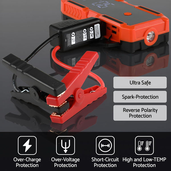 Giantz 3000A Portable Car Jump Starter 12V Lithium Battery Booster Pack Power Bank & Jumper Cables Awezingly