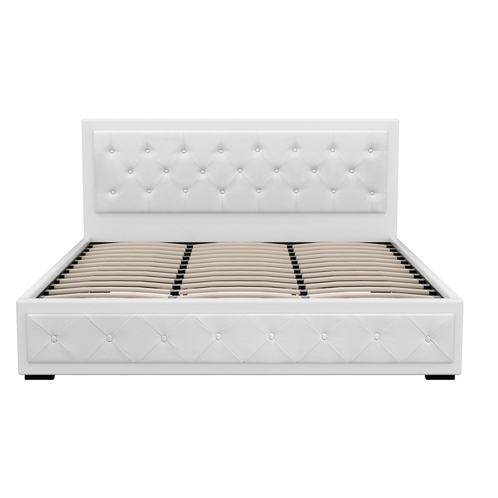 Artiss Bed Frame King Size Gas Lift White TIYO Awezingly
