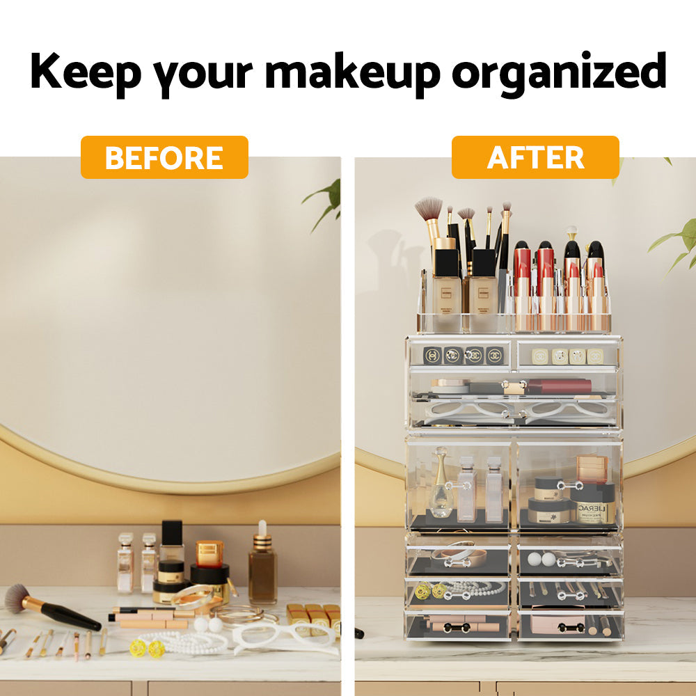 Embellir Makeup Case Acrylic Cosmetic Organizer Storage Box Jewellery Holder Does Not Apply