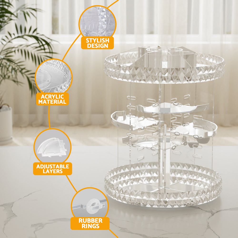 Embellir Makeup Case Acrylic Rotating Cosmetic Organizer Storage Display Holder Embellir