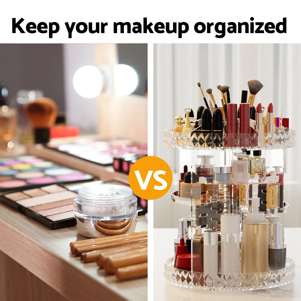 Embellir Makeup Case Acrylic Rotating Cosmetic Organizer Storage Display Holder Embellir