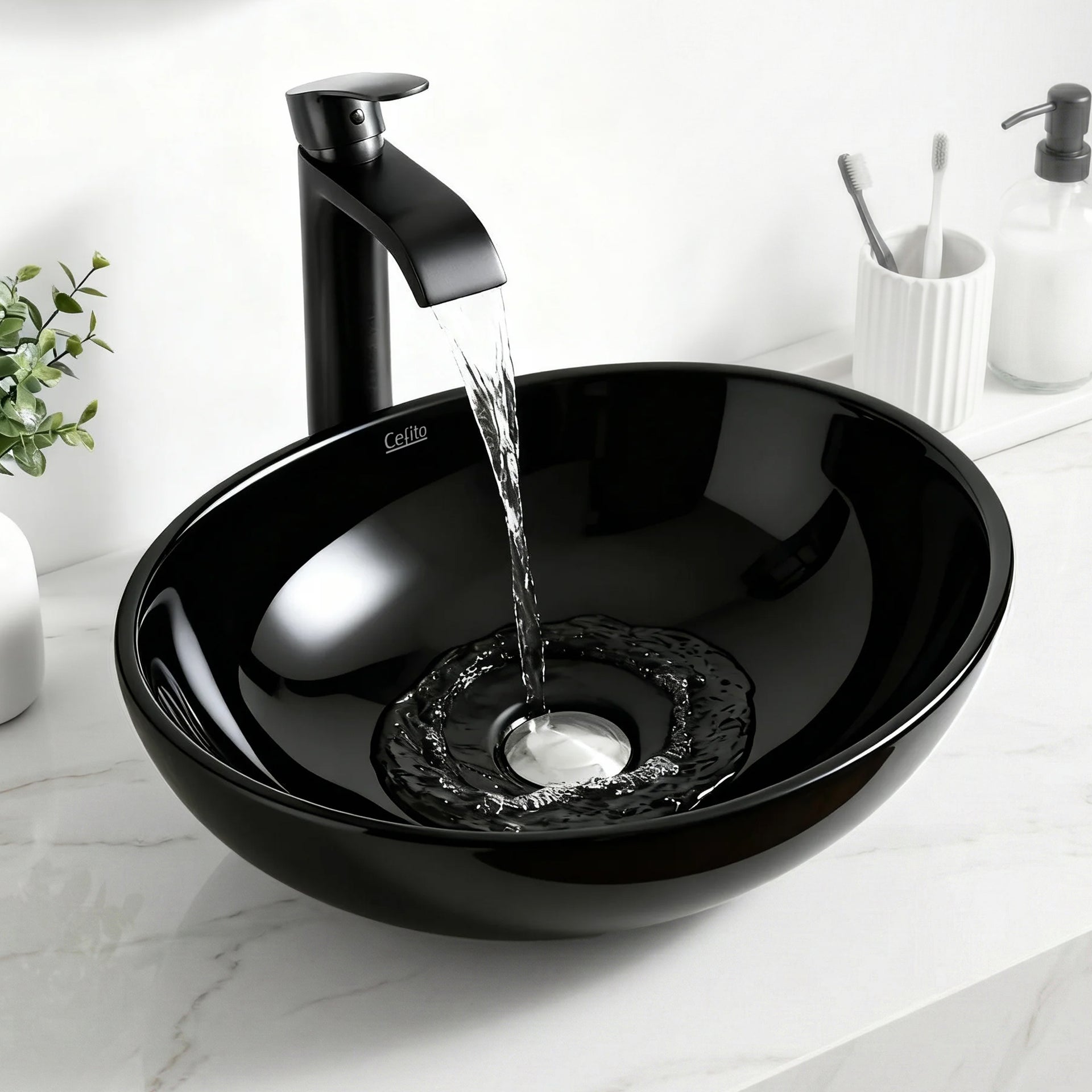 Cefito Bathroom Basin Ceramic Vanity Sink Hand Wash Bowl 41x34cm Awezingly