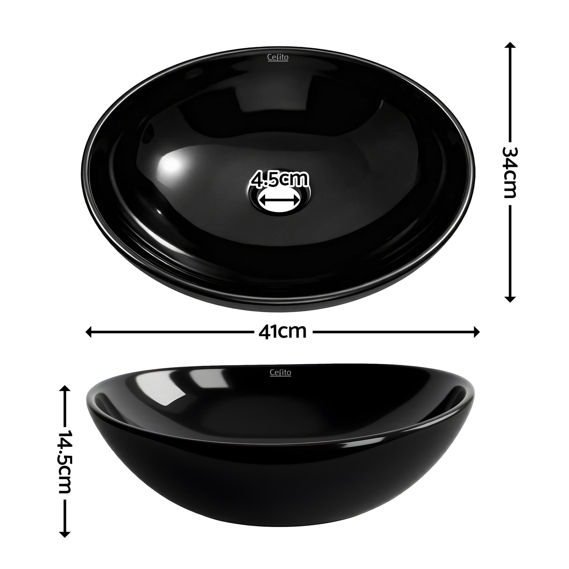 Cefito Bathroom Basin Ceramic Vanity Sink Hand Wash Bowl 41x34cm Awezingly