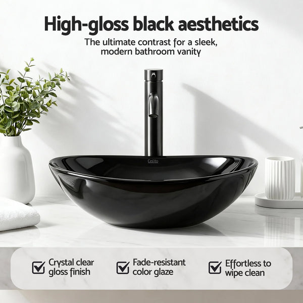 Cefito Bathroom Basin Ceramic Vanity Sink Hand Wash Bowl 41x34cm Awezingly
