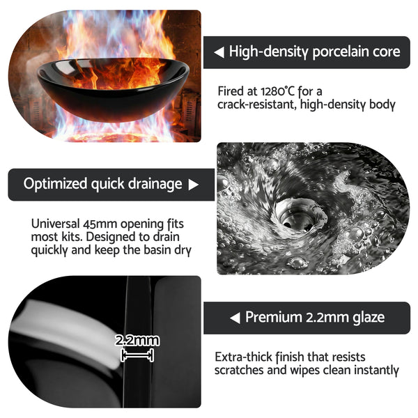 Cefito Bathroom Basin Ceramic Vanity Sink Hand Wash Bowl 41x34cm Awezingly