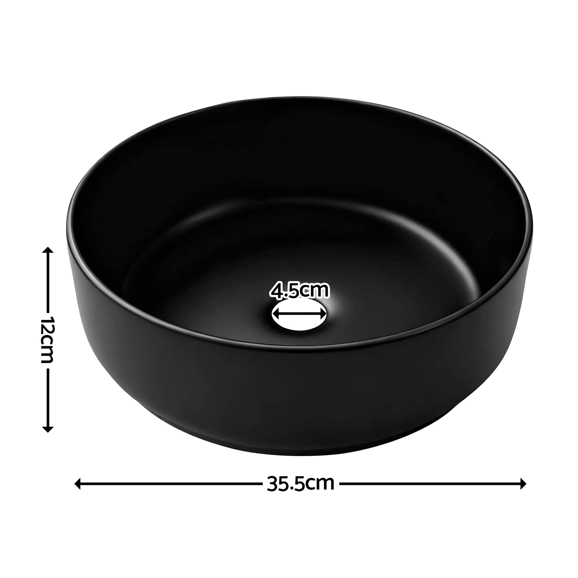 Cefito Bathroom Basin Ceramic Vanity Sink Vessel Bowl Wash Matte Black Round Countertop Awezingly