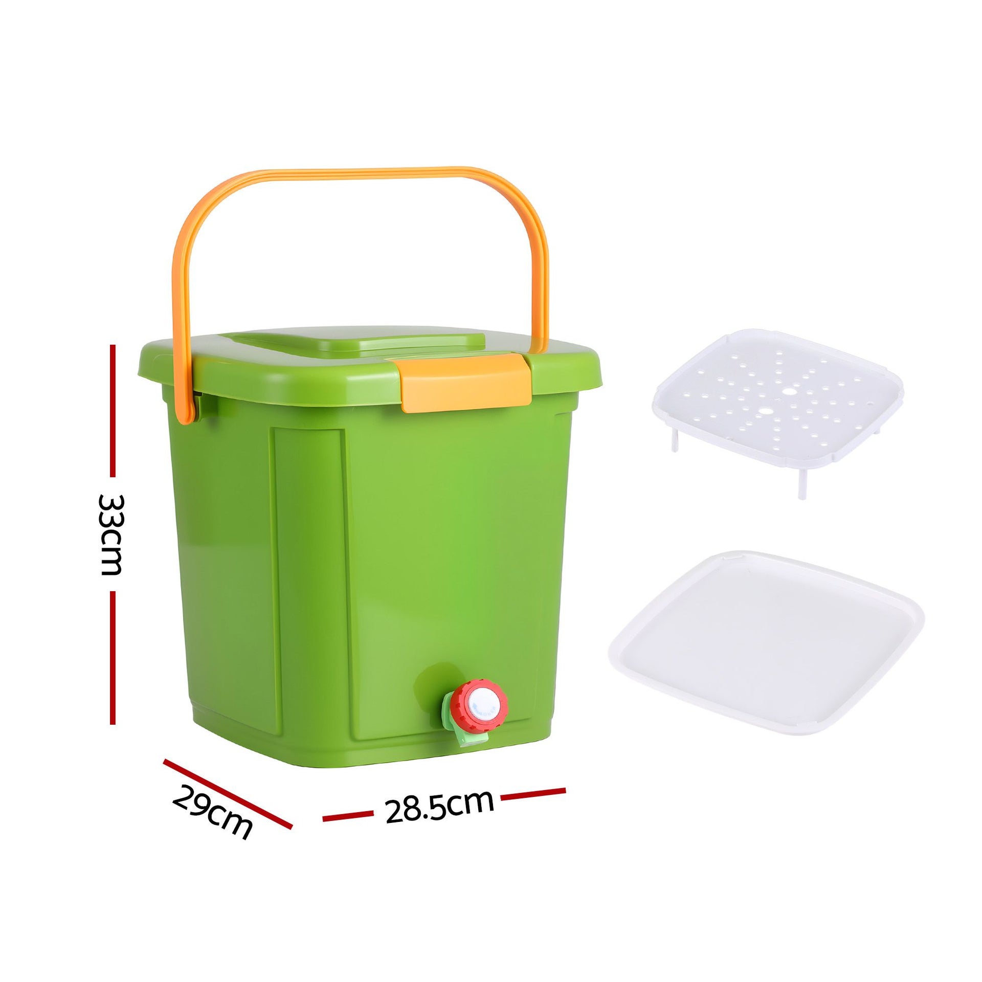 Gardeon 15L Kitchen Compost Bin Food Waste Caddy Drain Tap Green Gardeon