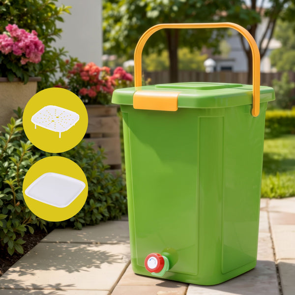 Gardeon 20L Kitchen Compost Bin Food Waste Caddy Drain Tap Green Gardeon