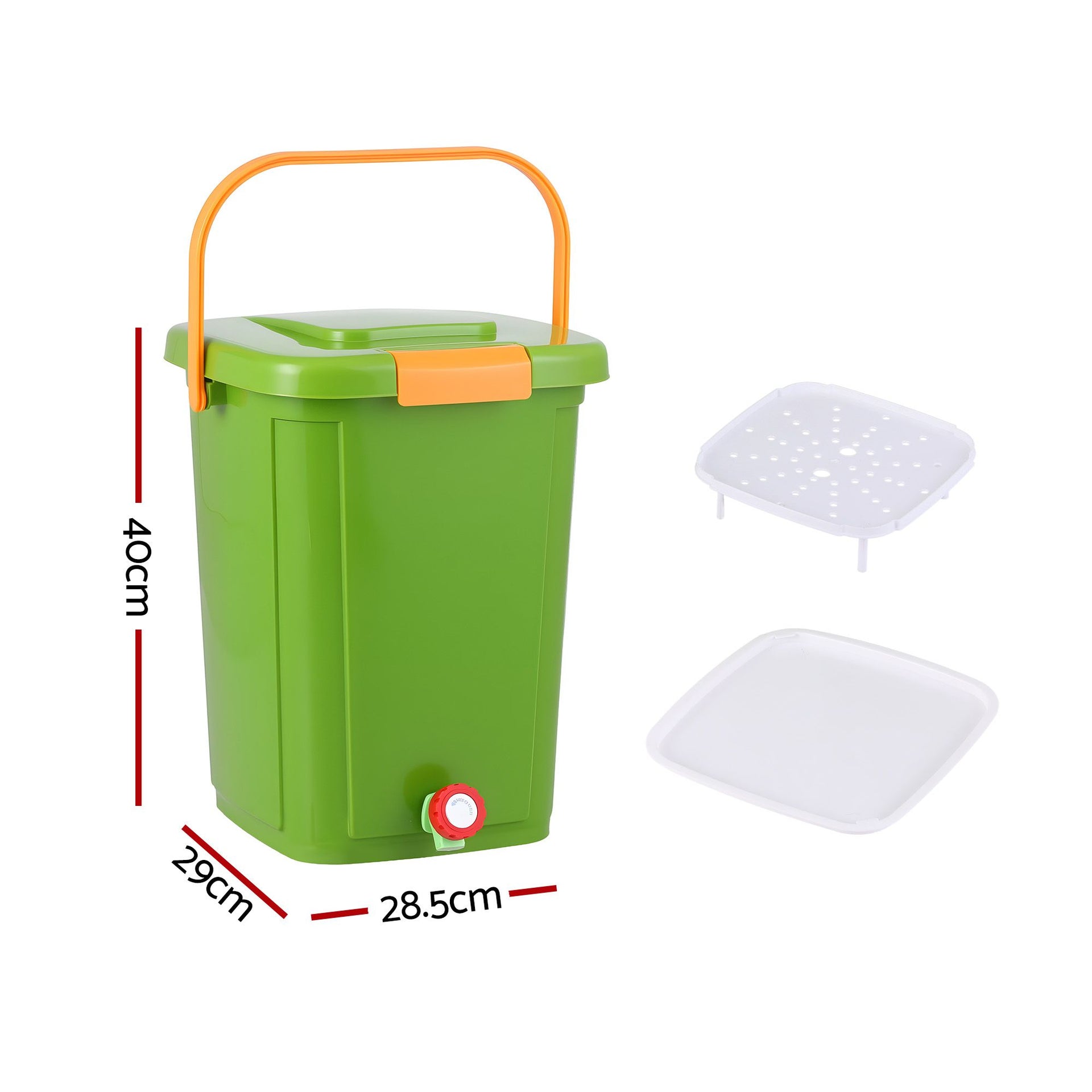 Gardeon 20L Kitchen Compost Bin Food Waste Caddy Drain Tap Green Gardeon