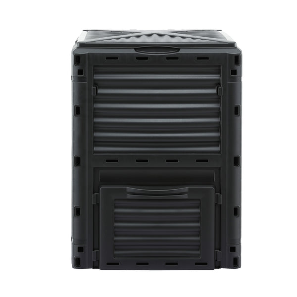 Gardeon Compost Bin 300L Heavy-Duty Black Outdoor Composter with Top Lid Bottom Door Awezingly