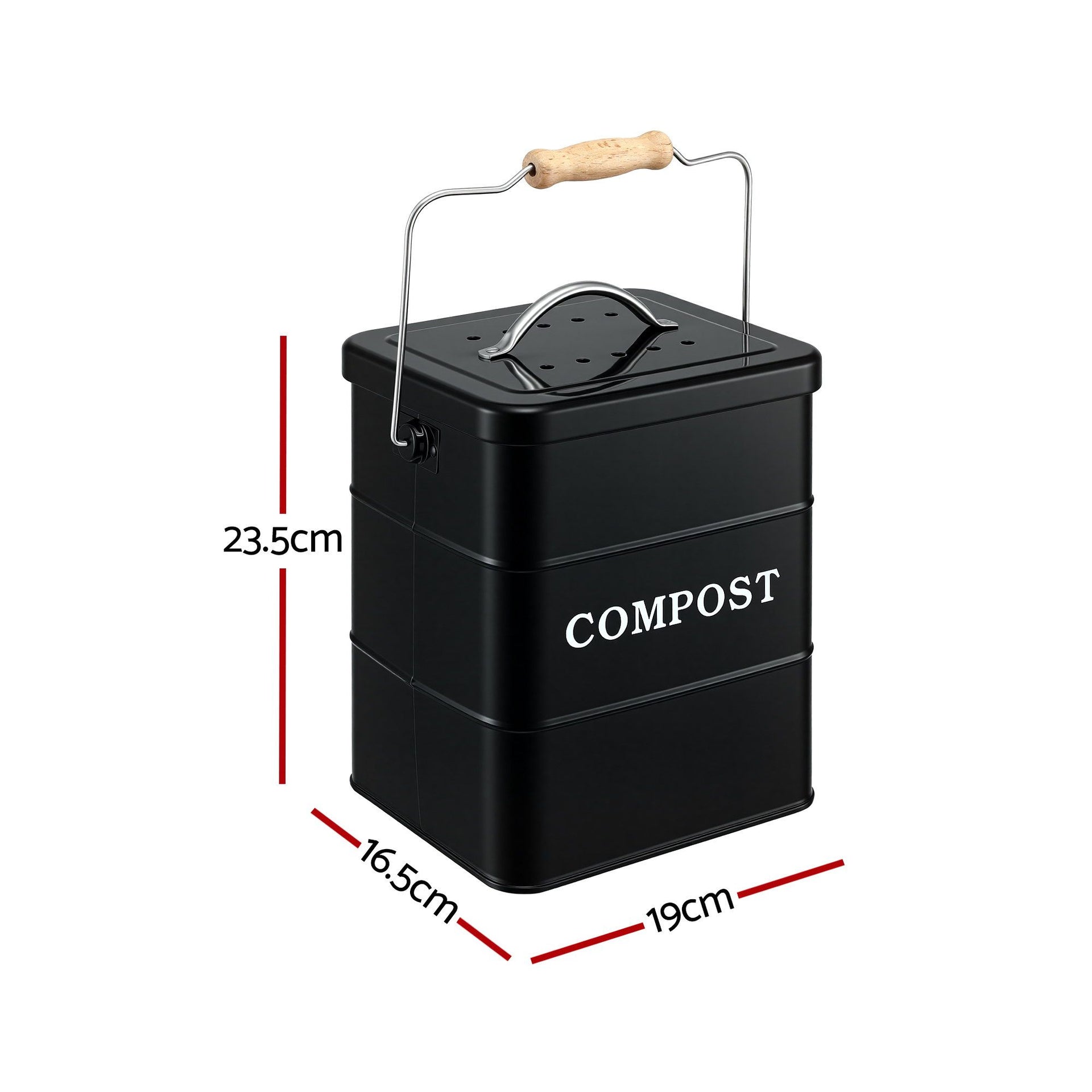Gardeon 5L Compost Bin Kitchen Countertop Food Waste Caddy Black Awezingly