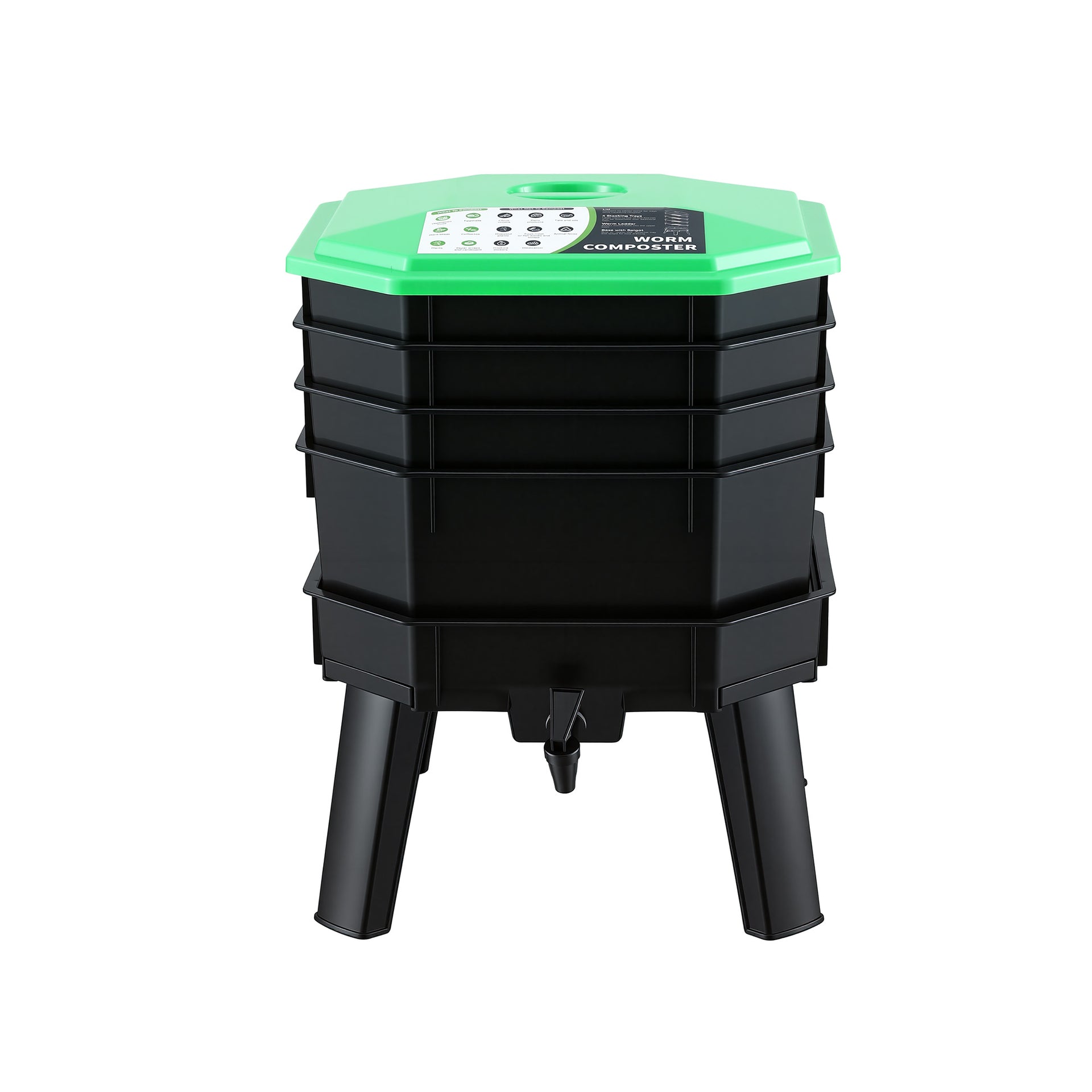 Gardeon Compost Bin 4-Tray Stackable Worm Farm Composter with Liquid Fertiliser Tap Awezingly