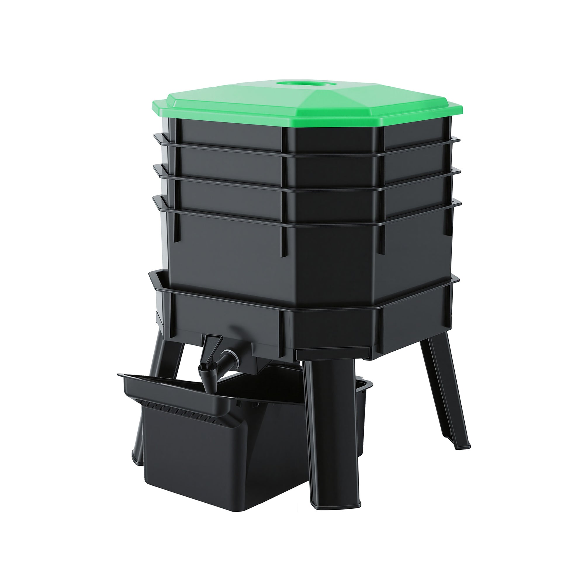 Gardeon Compost Bin 4-Tray Stackable Worm Farm Composter with Liquid Fertiliser Tap Awezingly