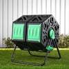 Gardeon Compost Bin Dual-Chamber 130L Composter Tumbler Rotating Garden Recycle Food Waste