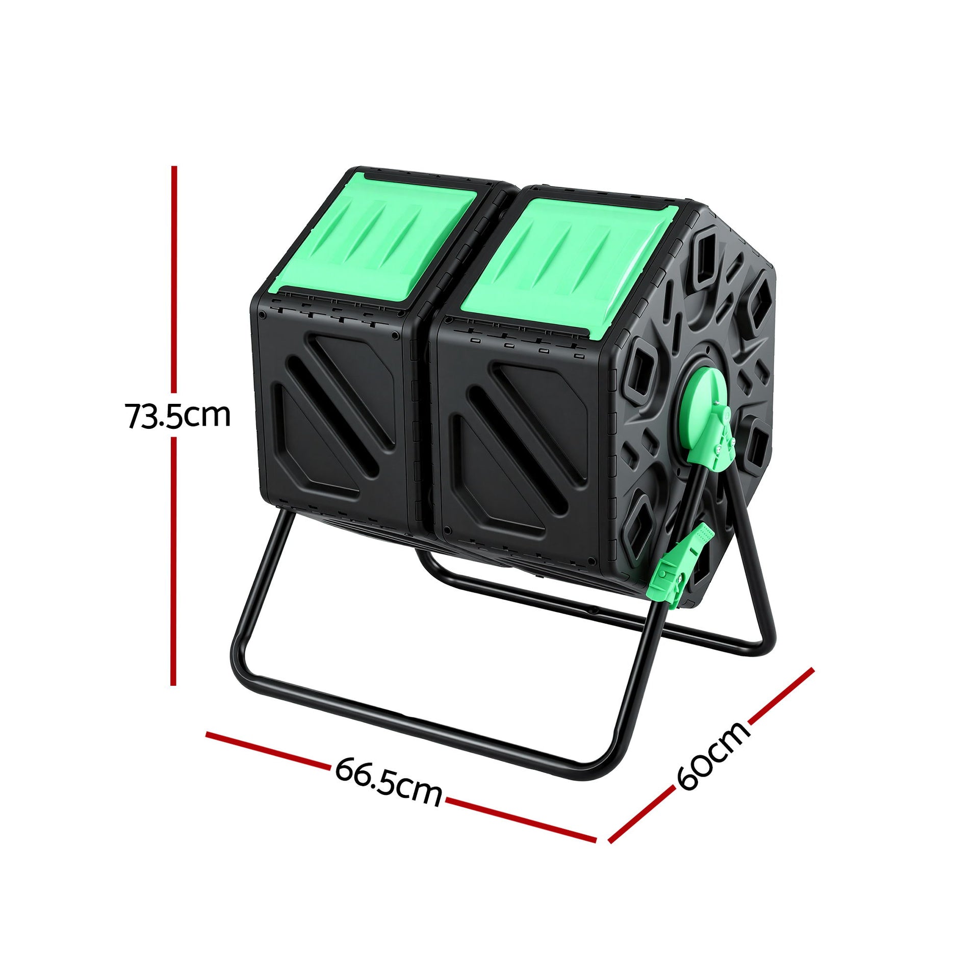 Gardeon Compost Bin Dual-Chamber 130L Composter Tumbler Rotating Garden Recycle Food Waste Awezingly
