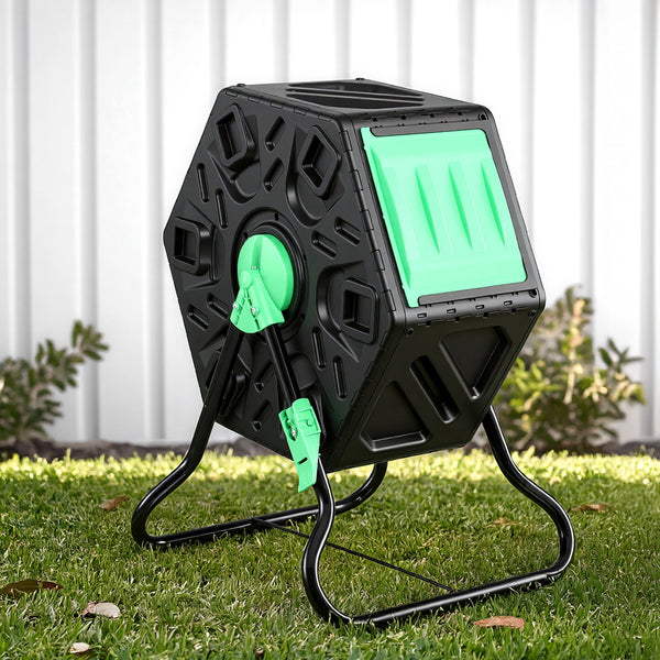 Gardeon Compost Bin 65L Composter Tumbler Rotating Outdoor With Sliding Door Awezingly