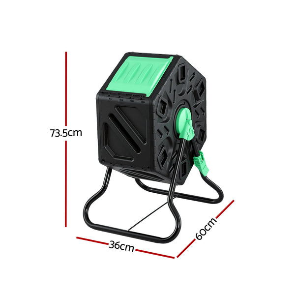 Gardeon Compost Bin 65L Composter Tumbler Rotating Outdoor With Sliding Door Awezingly
