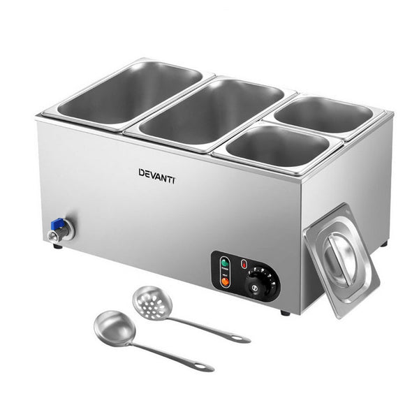 Devanti Commercial Food Warmer Bain Marie 4 Electric Buffet Pans Awezingly