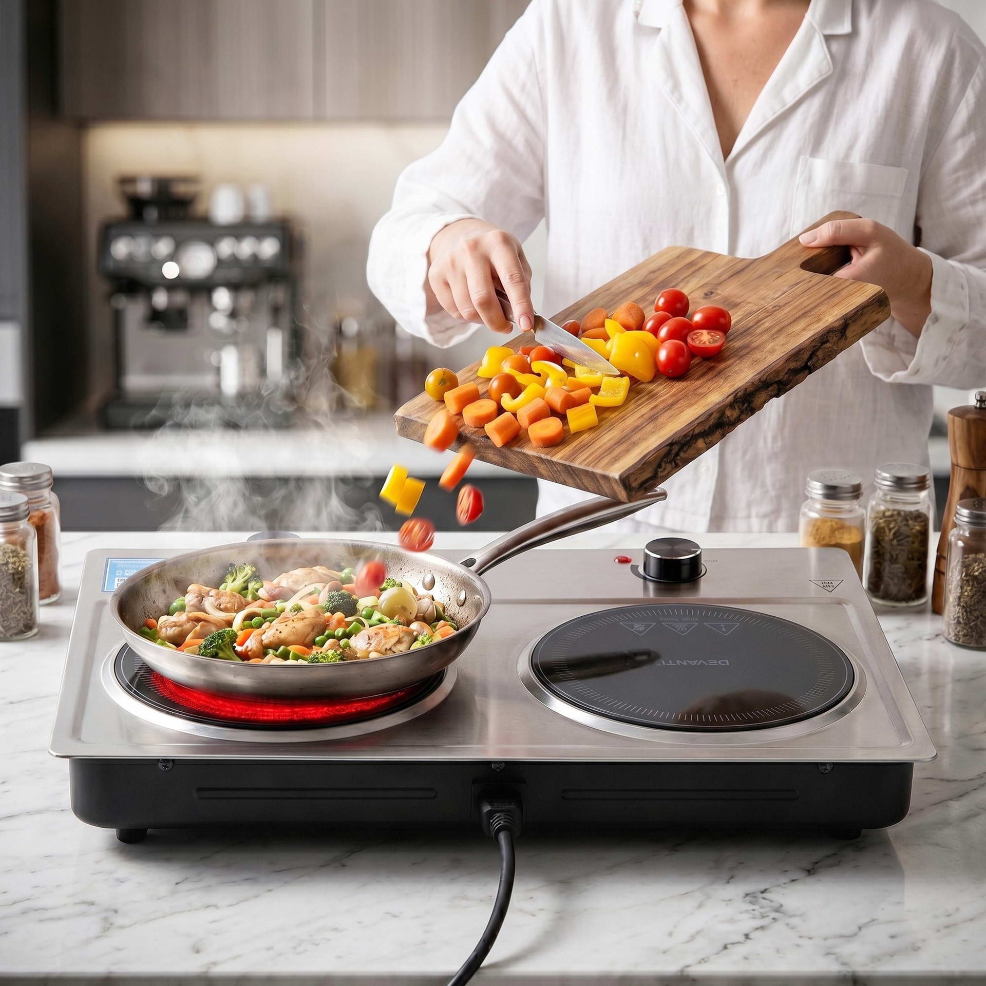 Devanti 2 Hobs Ceramic Cooktop Electric Hot Plate Infrared Knob Control 2400W Devanti