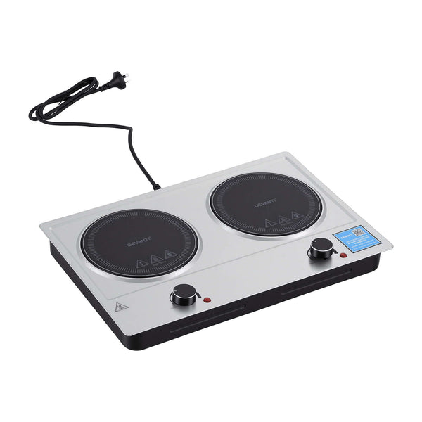 Devanti 2 Hobs Ceramic Cooktop Electric Hot Plate Infrared Knob Control 2400W Devanti