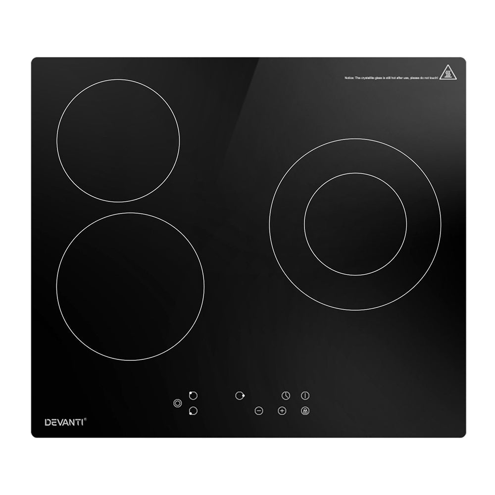 Devanti Electric Ceramic Cooktop 60cm Kitchen Cooker 4 Burner Hob Touch Control 5200W Devanti