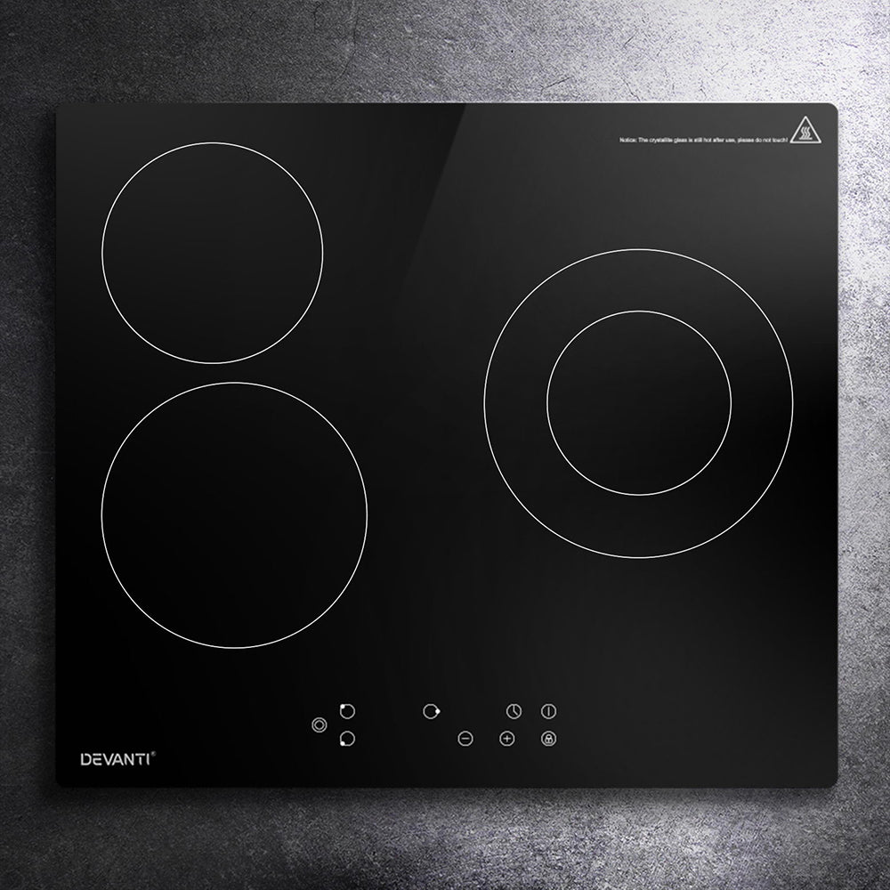 Devanti Electric Ceramic Cooktop 60cm Kitchen Cooker 4 Burner Hob Touch Control 5200W Devanti