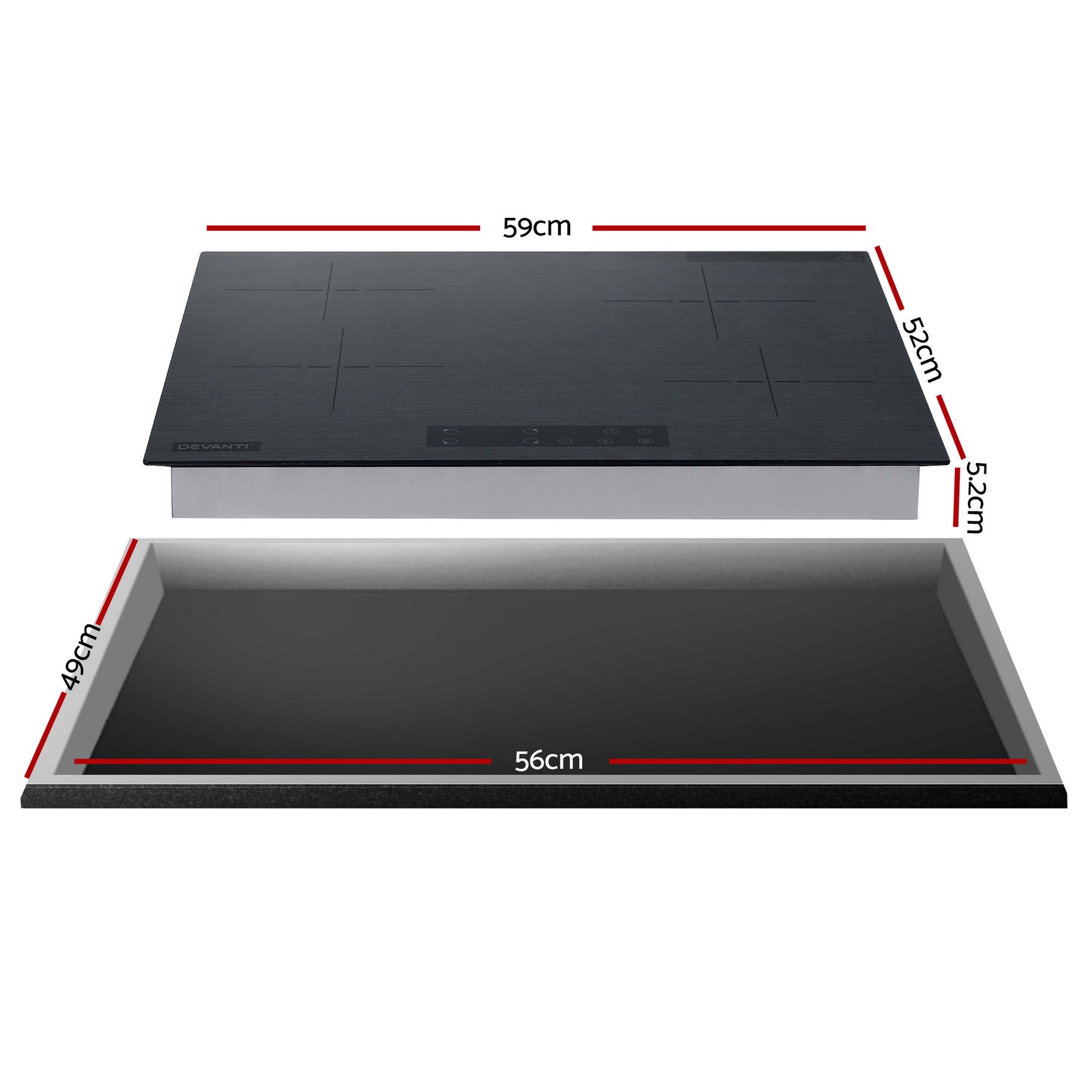 Devanti Electric Ceramic Cooktop 60cm Touch Control Grey Awezingly