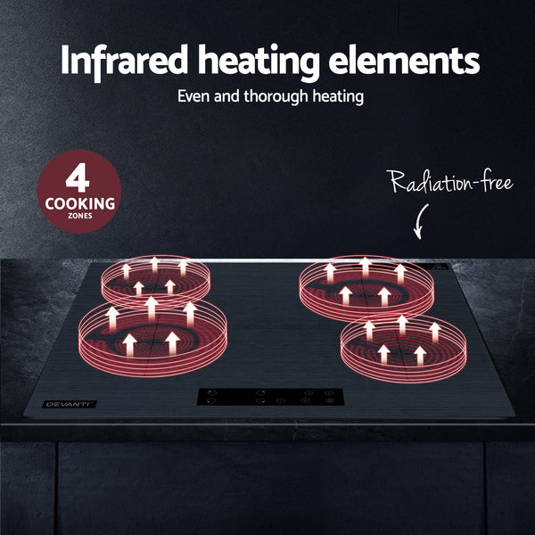 Devanti Electric Ceramic Cooktop 60cm Touch Control Grey Awezingly