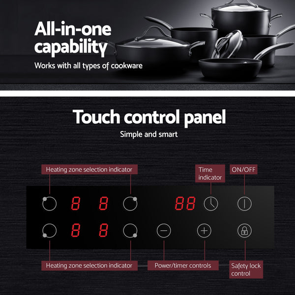 Devanti Electric Ceramic Cooktop 60cm Touch Control Grey Awezingly