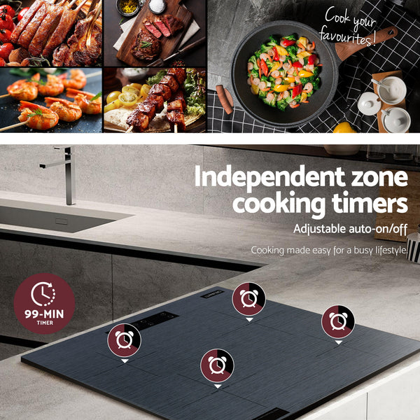 Devanti Electric Ceramic Cooktop 60cm Touch Control Grey Awezingly