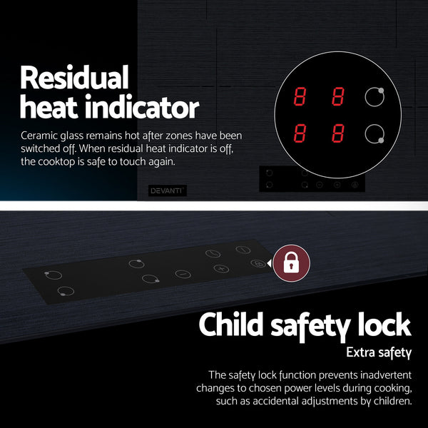 Devanti Electric Ceramic Cooktop 60cm Touch Control Grey Awezingly