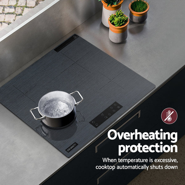 Devanti Electric Ceramic Cooktop 60cm Touch Control Grey Awezingly