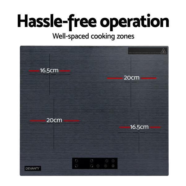Devanti Electric Ceramic Cooktop 60cm Touch Control Grey Awezingly